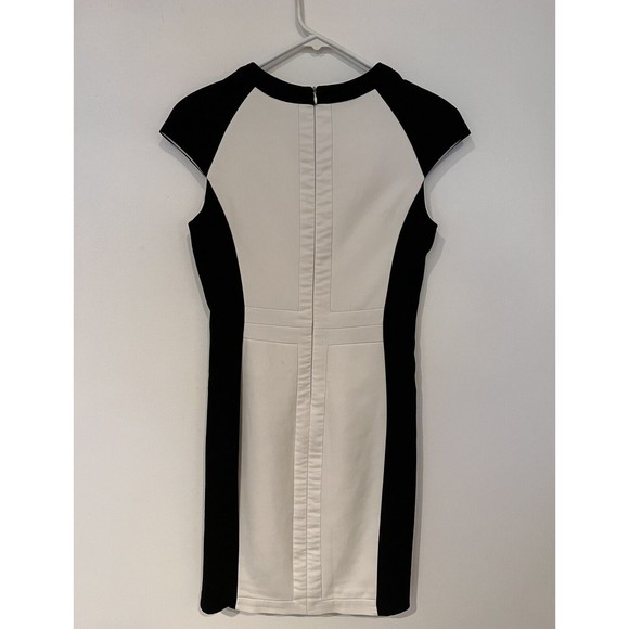WOMENS ZARA BASIC BLACK WHITE SLEEVELESS SHEATH DRESS S - Picture 3 of 3